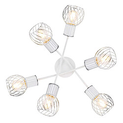 Globo Lighting Plafonnier rond design Luise - 6 spots - Blanc et argent