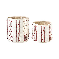 Beliani Lot de 2 paniers en coton beige et rouge KHEL