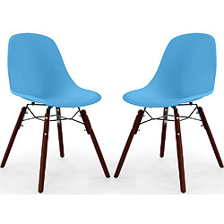 ICONIK INTERIOR Chaises de Salle à Manger - Design Scandinave - Pieds en Bois Sombre - Lot de 2 - Skögur Bleu