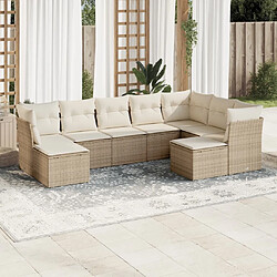 Maison Chic Salon de jardin avec coussins 9 pcs | Ensemble de Table et chaises | Mobilier d'Extérieur beige résine tressée -GKD40644