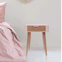 The Home Deco Factory Chevet en bois 1 tiroir Zoran rose nude.