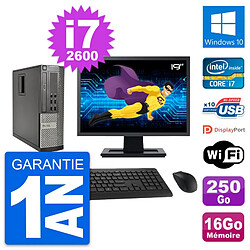 PC Dell 990 SFF Ecran 19" Intel i7-2600 RAM 16Go Disque 250Go Windows 10 Wifi - Occasion