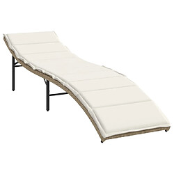 Maison Chic Chaise longue avec coussin | Bain de soleil Relax | Transat beige 55x199x50 cm résine tressée -GKD45721