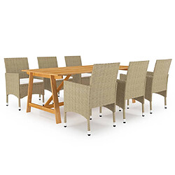 vidaXL Ensemble à manger de jardin 7 pcs Beige