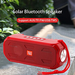 Universal Haut-parleur Bluetooth rechargeable à l'énergie solaire haut-parleur ultra-bas stéréo sans fil boîte à musique extérieure portable avec lampe de poche radio FM | haut-parleur portable (rouge) pas cher