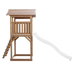 AXI Beach Tower Aire de Jeux avec Toboggan en BLANC & Bac à Sable | Grande Maison enfant extérieur en marron | Cabane de Jeu en Bois FSC pas cher