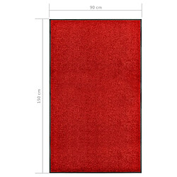 vidaXL Paillasson lavable Rouge 90x150 cm pas cher