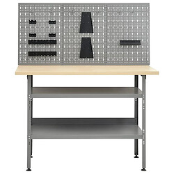 Acheter Helloshop26 Etabli 120 cm avec 3 panneaux muraux atelier table de travail gris noir 02_0003656