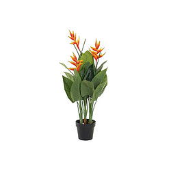 Plante décorative DKD Home Decor Orange Polyester Ciment Vert PP Oiseau de Paradis (70 x 45 x 120 cm)