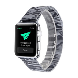 Acheter Wewoo Bracelet de montre-bracelet en acier imprimé pour Apple Watch séries 3 et 2 et 1 42 mm (gris camouflage)