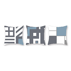 YP Select 3Pcs Home Geometry Line Housse de coussin Salon Canapé de bureau Housse de coussin - 4 Bleu 45X45Cm