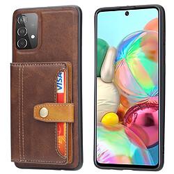 Coque en TPU + PU anti-rayures avec béquille et porte-cartes marron pour votre Samsung Galaxy A53 5G