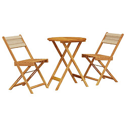 vidaXL Ensemble de bistro 3 pcs beige polypropylène et bois massif