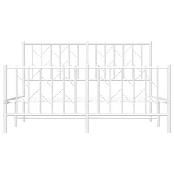 Maison Chic Cadre/structure de lit métal et tête de lit + pied de lit pour adulte - Lit Moderne Chambre blanc 135x190cm -MN27571 pas cher