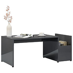 Avis Maison Chic Table basse,Table Console Table d'appoint, Table pour salon Gris brillant 90x45x35 cm Aggloméré -MN71977