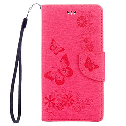 Wewoo Coque Magenta Wiko U Feel Butterflies Gaufrage étui en cuir flip horizontal avec support & Slots de cartes Portefeuille & Lanière