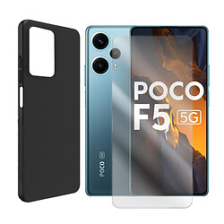 Visiodirect Coque de protection souple silicone Noir + verre trempé pour Xiaomi Poco F5 5G 23049PCD8G 6,67"