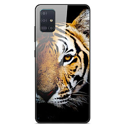 Coque en TPU Combo en verre pour impression de motifs tigre pour votre Samsung Galaxy A51