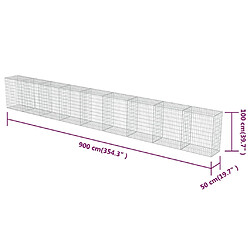 vidaXL Mur à gabion avec couvercles Acier galvanisé 900x50x100 cm pas cher