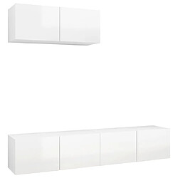 Maison Chic Meubles TV 3 pcs | Banc TV Moderne pour salon | Meuble de Rangement Blanc brillant Aggloméré -MN58480