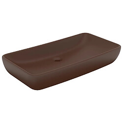 vidaXL Lavabo de luxe rectangulaire Marron foncé mat 71x38cm Céramique