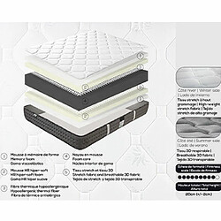 Acheter Mes Matelas mousse HR + mémoire 80x200 cm - ZEN