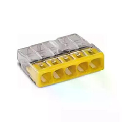 Avis borne pour boite de dérivation compact - wago - 5 conducteurs - 5 x 0.5 à 2.5 mm2 - transparent / jaune