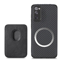 Coque en TPU + PU texture en fibre de carbone avec porte-carte noir pour votre Samsung Galaxy S20 FE 5G/4G/Galaxy S20 Lite