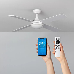 Ledkia Ventilateur de plafond Silencieux Blanc Navy 132cm Moteur DC Sans lumière Télécommande Blanc Oui