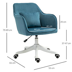 Avis Homcom Chaise de bureau velours fauteuil bureau massant coussin lombaire intégré hauteur réglable pivotante 360° bleu