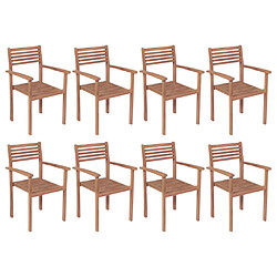 vidaXL Chaises de jardin empilables lot de 8 Bois de teck solide