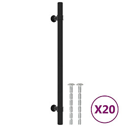 vidaXL Poignées d'armoire 20 pcs noir 192 mm acier inoxydable