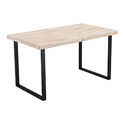 Pegane Table à manger rectangulaire extensible en bois de chêne avec pieds en métal - Longueur 140-180 x Profondeur 80 x Hauteur 76 cm