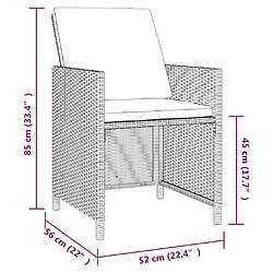 Acheter vidaXL Ensemble à manger de jardin coussins 9pcs Résine tressée Noir