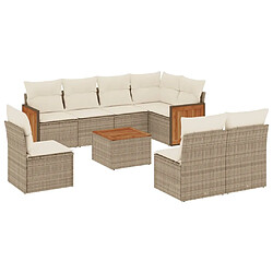 Maison Chic Salon de jardin avec coussins 9 pcs | Ensemble de Table et chaises | Mobilier d'Extérieur beige résine tressée -GKD15473