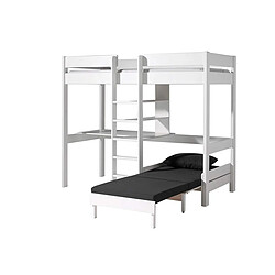 Vipack PINO Lit mezzanine et fauteuil laqué Blanc