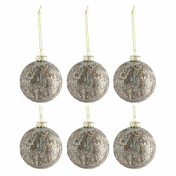 Paris Prix Lot de 6 Boules de Noël Antique 8cm Gris & Or