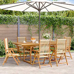 vidaXL Ensemble à Manger de jardin 7 pcs beige polypropylène et bois