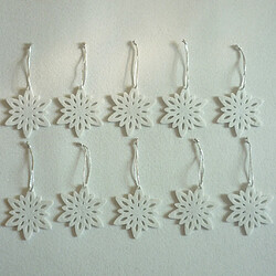 Acheter 10pcs pendentifs en tissu de noël avec des flocons de neige, des ornements d’arbres de Noël, en blanc