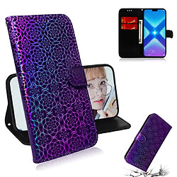 Wewoo Housse Coque Pour Huawei Honor 8X Couleur unie Boucle magnétique colorée Flip horizontal en cuir PU avec support et fentes cartes et portefeuille et lanière violet