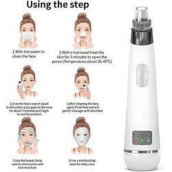 Chrono Aspirateur de Point Noirs, Extracteur de Comédons Nettoyant de Pores Rechargeable Appareil de Beauté du Visage Avec écran LED, 4 Sondes et 3 Modes pas cher