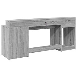 Acheter Helloshop26 Bureau table poste de travail meuble d'ordinateur informatique étude et lumières LED sonoma 200 x 55 x 91 cm bois ingénierie gris 02_0023811