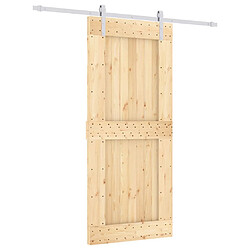 vidaXL Porte coulissante et kit de quincaillerie 90x210 cm pin massif