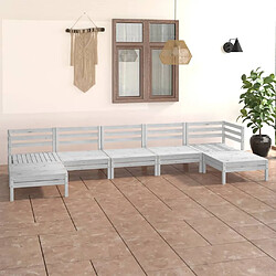 Maison Chic Salon de jardin 7 pcs - Table et chaises d'extérieur - Mobilier/Meubles de jardin Moderne Blanc Bois de pin massif -MN45151