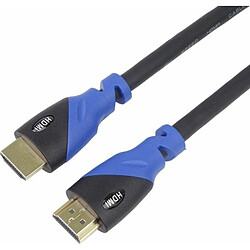 PremiumCord Câble HDMI 2.0b 4K - Résolution UHD 4K @ 60Hz 2160p, 3D, Arc, HDCP - Connecteurs plaqués Or - Connecteurs en PVC Noir et Bleu - Longueur 3 m