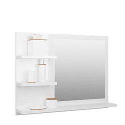 Avis Maison Chic Miroir moderne de salle de bain,Décoration Miroir mural Bain Blanc brillant 60x10,5x45 cm Aggloméré -MN33952