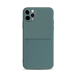 Coque en silicone souple avec porte-carte vert foncé pour votre Apple iPhone 11 Pro 5.8 pouces