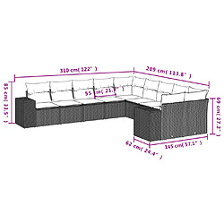 Avis Maison Chic Salon de jardin avec coussins 10 pcs, Ensemble Tables et chaises de jardin, gris résine tressée -GKD602516