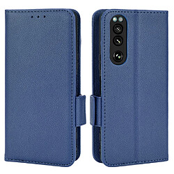 Etui en PU texture litchi bleu foncé pour votre Sony Xperia 5 III 5G