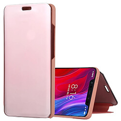 Wewoo Coque Housse en cuir pour miroir Xiaomi Mi 8 avec support or rose